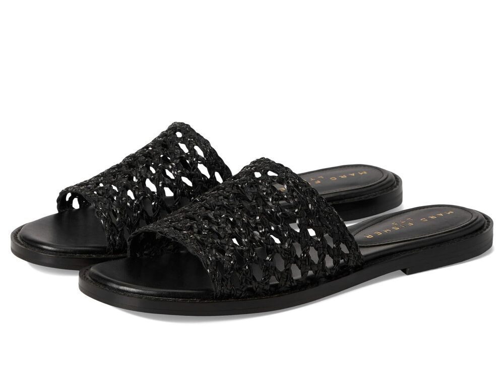 NWT Marc Fisher LTD - Black Glynne Woven Flat Sandal - 9.5